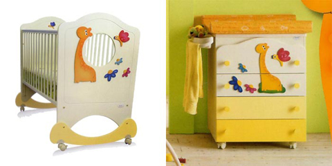 Lettino Oblò con dondolo + Bagnetto fasciatoio Giraffa in promozione a prezzo scontato su Culladelbimbo.it!