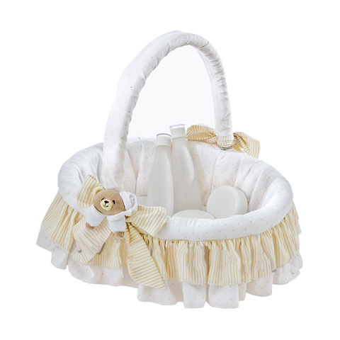 Cesto Portaoggetti Nanán Tato In Vimini E Cotone Con Orsetto - Bianco Per Cameretta - Foto 9